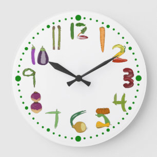 Vegetable Kitchen Wall Clock voor Gardeners Vegans Grote Klok