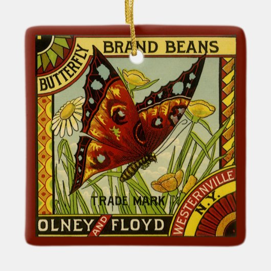  "Vegetable Label Art", "Butterfly Brand Bans" Keramisch Ornament (Voorkant)