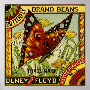  "Vegetable Label Art", "Butterfly Brand Bans" Poster