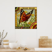  "Vegetable Label Art", "Butterfly Brand Bans" Poster (Keuken)
