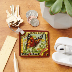 "Vegetable Label Art", "Butterfly Brand Bans" Sleutelhanger