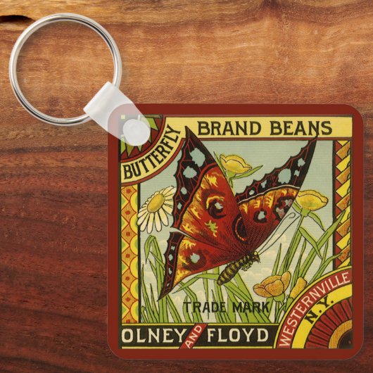 "Vegetable Label Art", "Butterfly Brand Bans" Sleutelhanger (Voorkant)