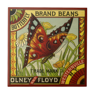 "Vegetable Label Art", "Butterfly Brand Bans" Tegeltje