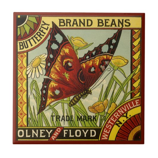  "Vegetable Label Art", "Butterfly Brand Bans" Tegeltje (Voorkant)