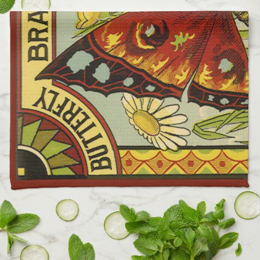  "Vegetable Label Art", "Butterfly Brand Bans" Theedoek (Gevouwen)