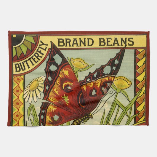  "Vegetable Label Art", "Butterfly Brand Bans" Theedoek (Horizontaal)