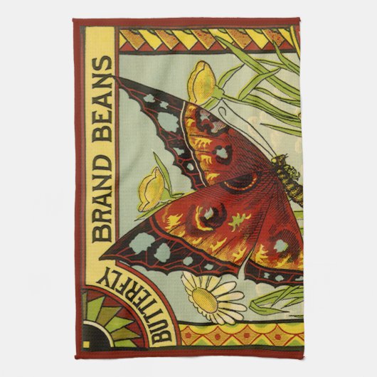  "Vegetable Label Art", "Butterfly Brand Bans" Theedoek (Verticaal)