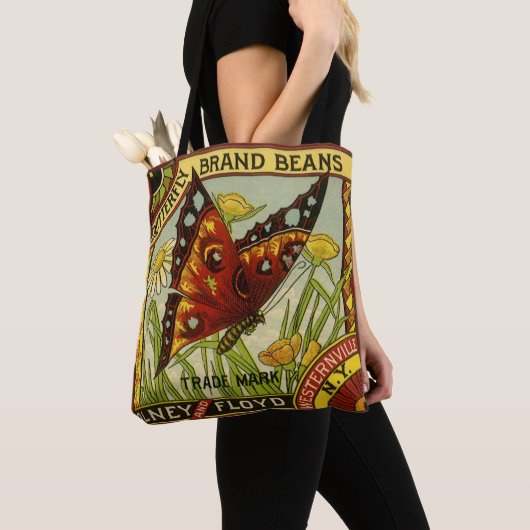  "Vegetable Label Art", "Butterfly Brand Bans" Tote Bag (Dichtbij)