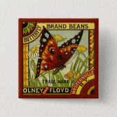 "Vegetable Label Art", "Butterfly Brand Bans" Vierkante Button 5,1 Cm (Voorkant)