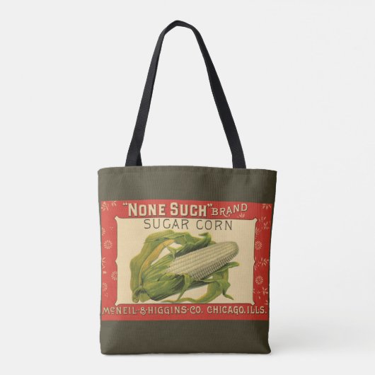 "Vegetable Label Art", geen van deze suikermaïs Tote Bag (Achterkant)