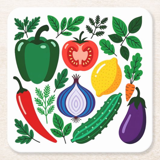 Vegetable pattern kartonnen onderzetters (Voorkant)