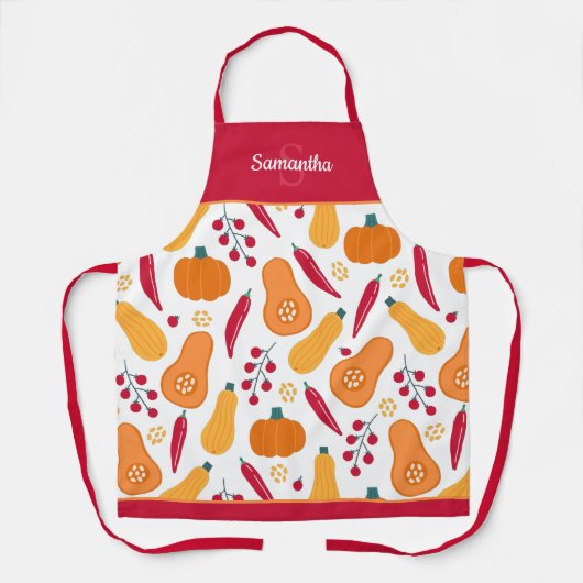 Vegetable Pattern met de naam Oranje en rood oogst Schort (Voorkant)
