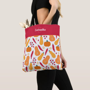 Vegetable Pattern met de naam Oranje en rood oogst Tote Bag