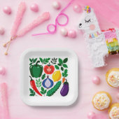 Vegetable pattern papieren bordje (Feest)