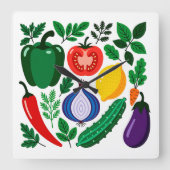 Vegetable pattern vierkante klok (Voorkant)