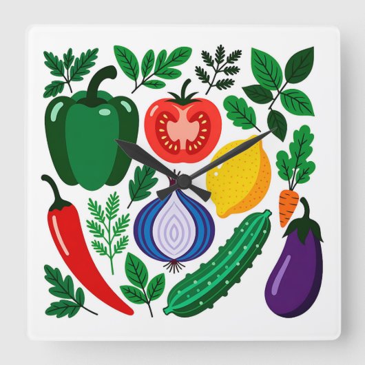 Vegetable pattern vierkante klok (Voorkant)