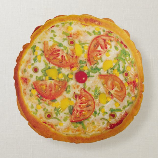 Vegetable Pizza Rond Kussen (Voorkant)