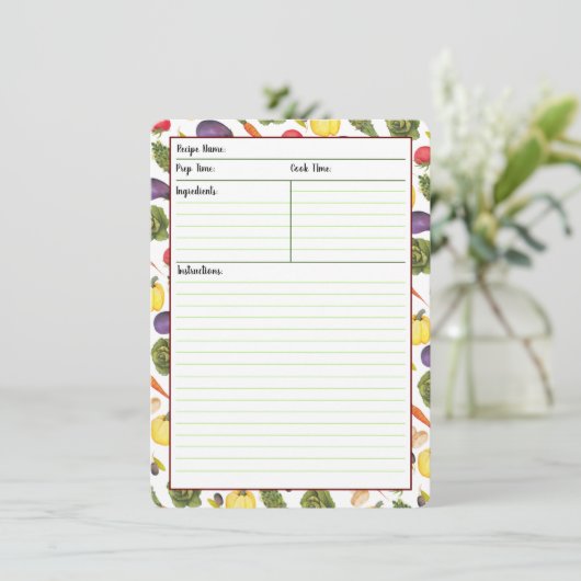 Vegetable Recipe Cards Kaart (Staand voorkant)