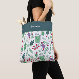 Vegetable Salad Pattern met Name Green Shopping Tote Bag