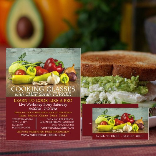 Vegetable Selection, Cooking Classes Adverteren Flyer