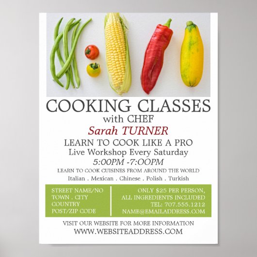 Vegetable Selection, Cooking Classes Adverteren Poster (Voorkant)