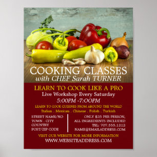 Vegetable Selection, Cooking Classes Adverteren Poster