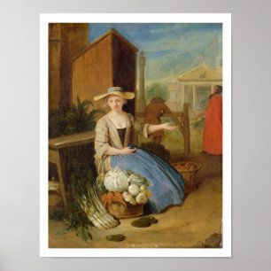 Vegetable Seller, Covent Garden, c.1726 (olie op p Poster