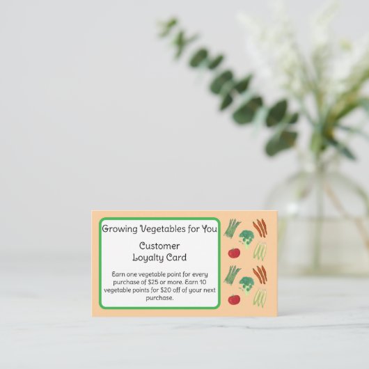 Vegetable Theme Customer Loyalty Cards (Staand voorkant)