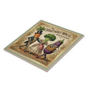 Vegetable Waltz Dancing Veggies Vintage Victorian Tegeltje (Zijkant)