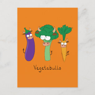Vegetables Bulls Cute Kinder Cartoon Briefkaart