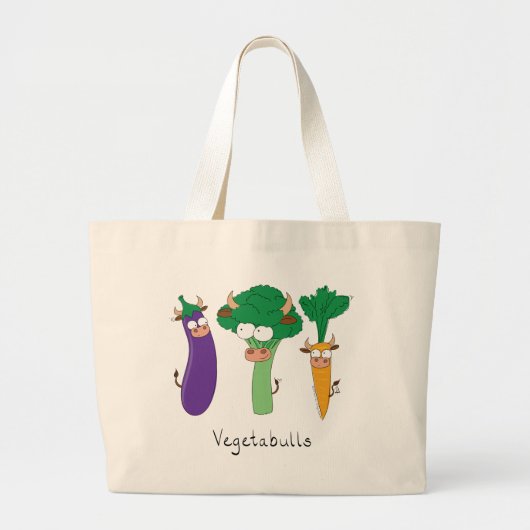 Vegetables Bulls Cute Kinder Cartoon Grote Tote Bag (Voorkant)