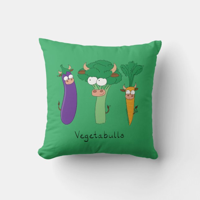 Vegetables Bulls Cute Kinder Cartoon Kussen (Voorkant)