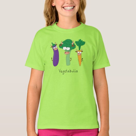 Vegetables Bulls Cute Kinder Cartoon T-shirt (Voorkant)