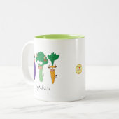 Vegetables Bulls Cute Kinder Cartoon Tweekleurige Koffiemok (Voorkant links)