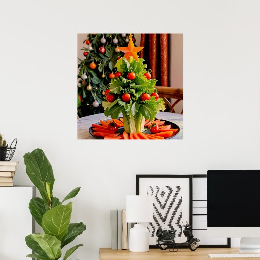 Vegetables Christmas Tree, Lettuce Leaves & Cherry Poster (Thuiskantoor)