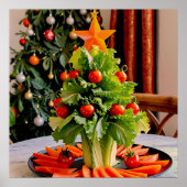 Vegetables Christmas Tree, Lettuce Leaves & Cherry Poster (Voorkant)