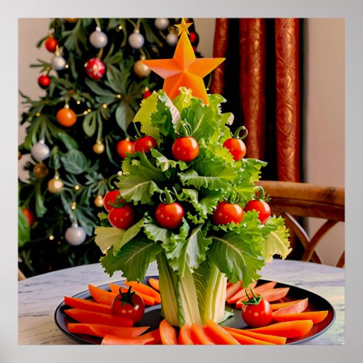 Vegetables Christmas Tree, Lettuce Leaves & Cherry Poster (Voorkant)