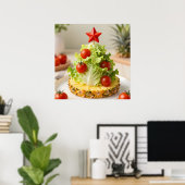 Vegetables Christmas Tree, Lettuce Leaves & Cherry Poster (Thuiskantoor)