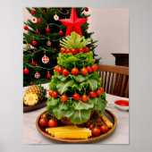 Vegetables Christmas Tree, Lettuce Leaves & Cherry Poster (Voorkant)