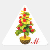 Vegetables Christmas Tree, Lettuce Leaves Monogram Sticker (Voorkant)