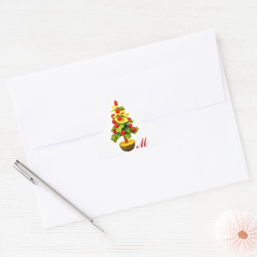 Vegetables Christmas Tree, Lettuce Leaves Monogram Sticker (Envelop)