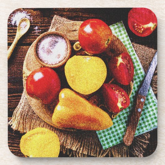 "Vegetables Homemade Salad", een foto van de Cute  Bier Onderzetter (Voorkant)