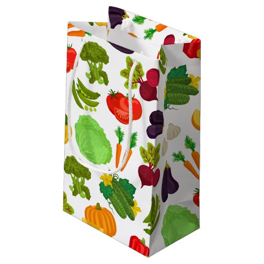 Vegetables Seamless Vegan Pattern Klein Cadeauzakje (Achterkant Gekanteld)