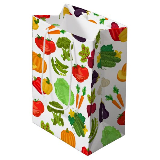 Vegetables Seamless Vegan Pattern Medium Cadeauzakje (Voorkant Gekanteld)