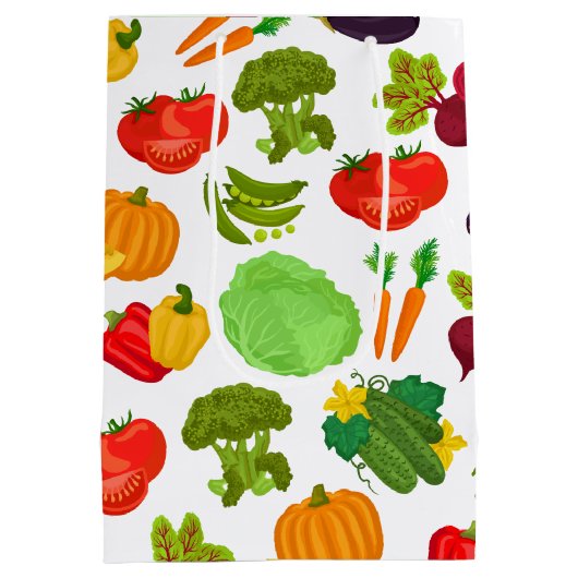 Vegetables Seamless Vegan Pattern Medium Cadeauzakje (Achterkant)