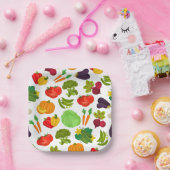Vegetables Seamless Vegan Pattern Papieren Bordje (Feest)