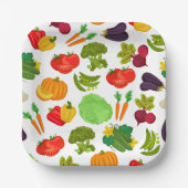 Vegetables Seamless Vegan Pattern Papieren Bordje (Voorkant)