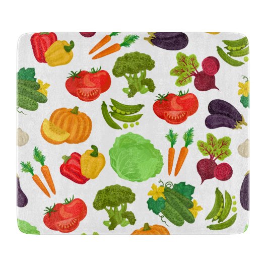 Vegetables Seamless Vegan Pattern Snijplank (Voorkant)