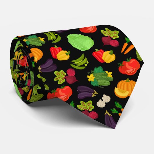 Vegetables Seamless Vegan Pattern Stropdas (Opgerold)