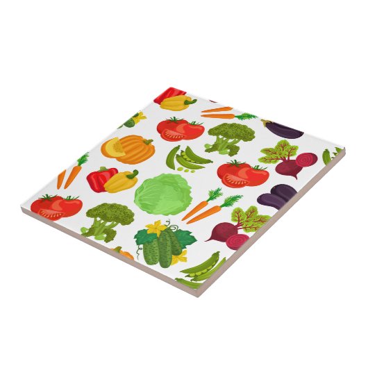 Vegetables Seamless Vegan Pattern Tegeltje (Zijkant)